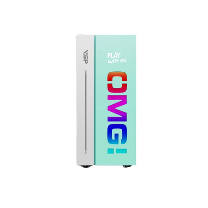 Case VSP LED Gaming OMG-II ATX - Pink/Green