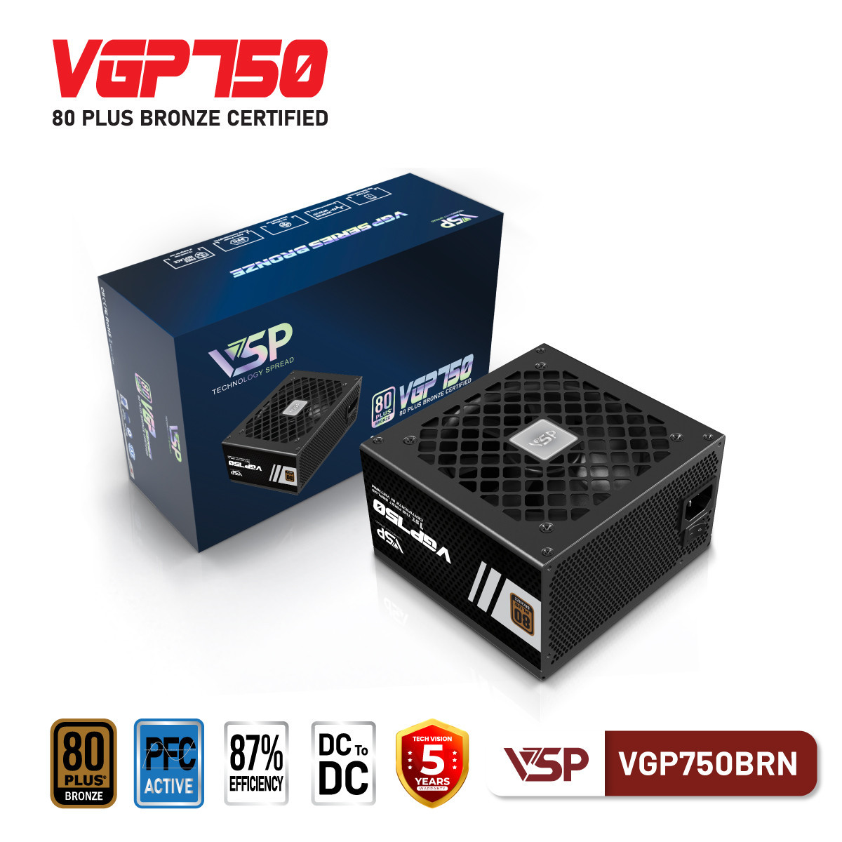 Bộ nguồn VSP VGP750BRN - 80Plus Bronze - 750W