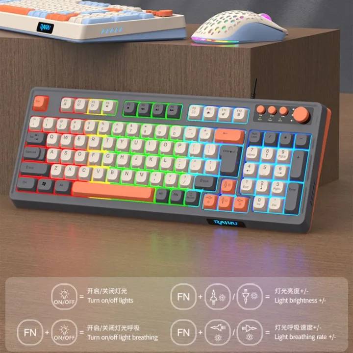 Bộ Bàn phím + Chuột Giả Cơ RAIKU T98 - Black / White / Orange