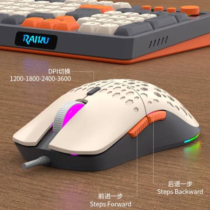 Bộ Bàn phím + Chuột Giả Cơ RAIKU T98 - Black / White / Orange