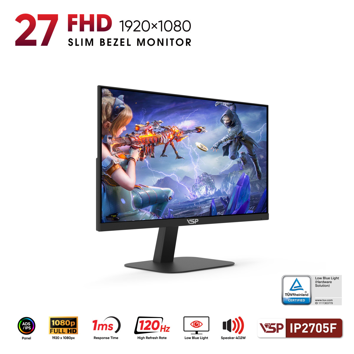 Màn Hình VSP IP2705F - 27 inch - IPS / ELED / 120Hz / 1ms / Loa