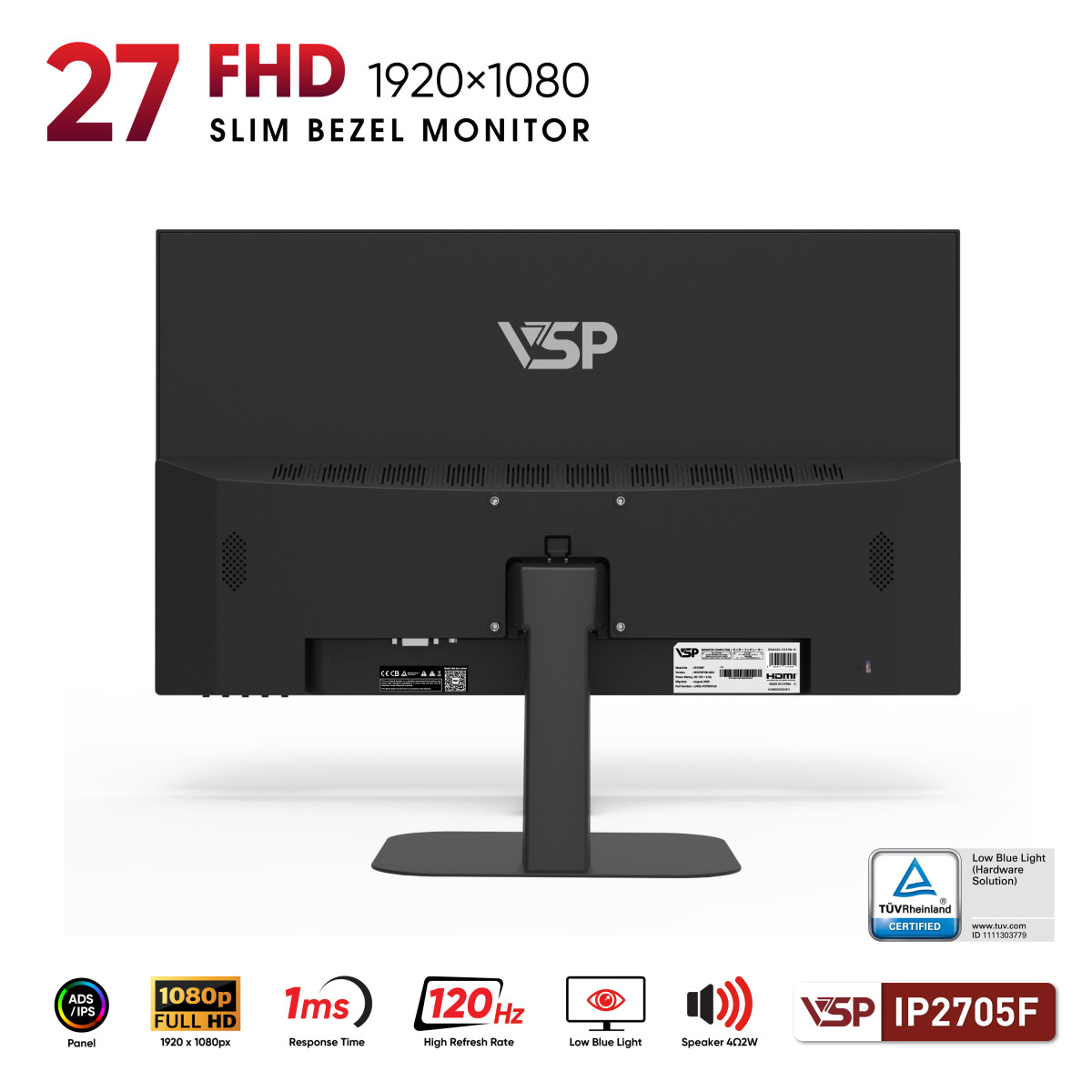 Màn Hình VSP IP2705F - 27 inch - IPS / ELED / 120Hz / 1ms / Loa