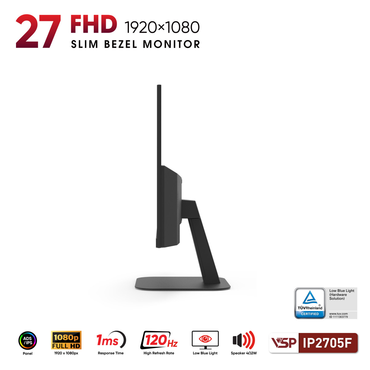 Màn Hình VSP IP2705F - 27 inch - IPS / ELED / 120Hz / 1ms / Loa