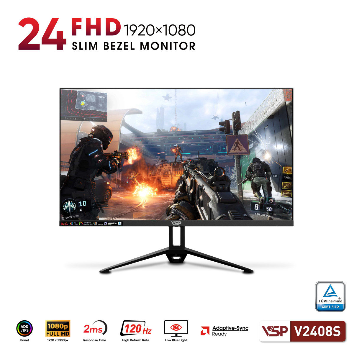 Màn hình VSP V2408S - 24 inch - ADS / IPS / 120Hz / 2ms (ver 2025)