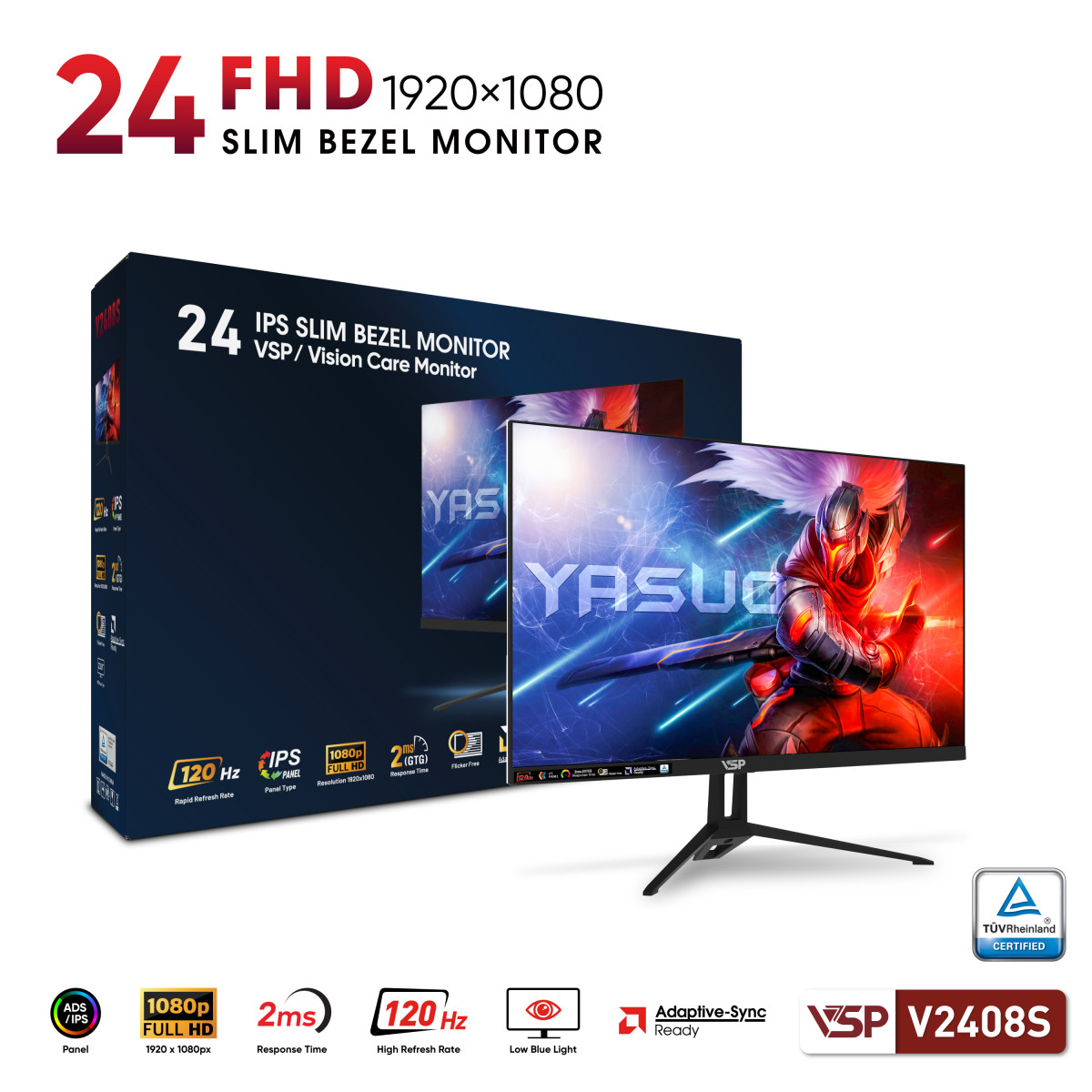 Màn hình VSP V2408S - 24 inch - ADS / IPS / 120Hz / 2ms (ver 2025)