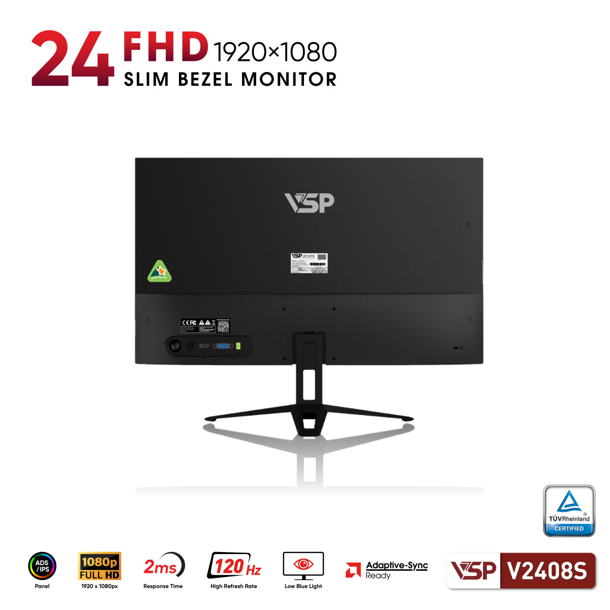 Màn hình VSP V2408S - 24 inch - ADS / IPS / 120Hz / 2ms (ver 2025)