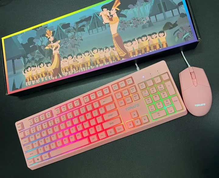 Combo Bàn Phím và Chuột Tomato S100 LED RGB - Hồng