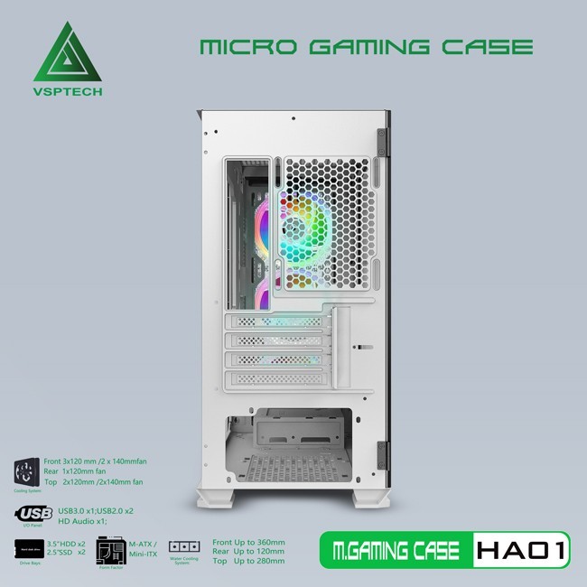 Vỏ Case Máy Tính VSPTECH Gaming HA01 - Trắng