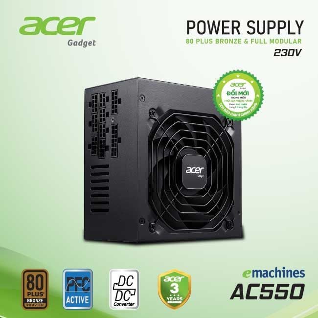 Nguồn Acer AC550 - 80 plus bronze, full modular - 550W