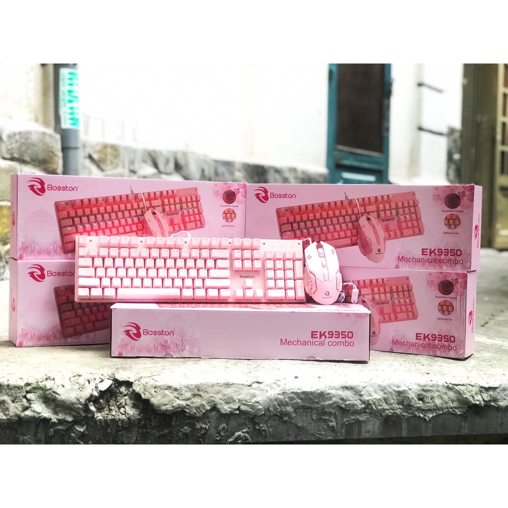 Bộ phím chuột cơ Bosston EK9350 Queen Pink