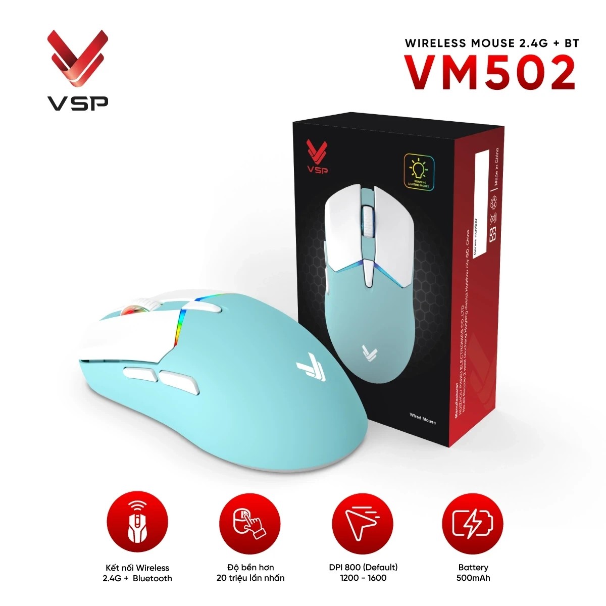 Chuột Máy Tính Không Dây VSP VM502