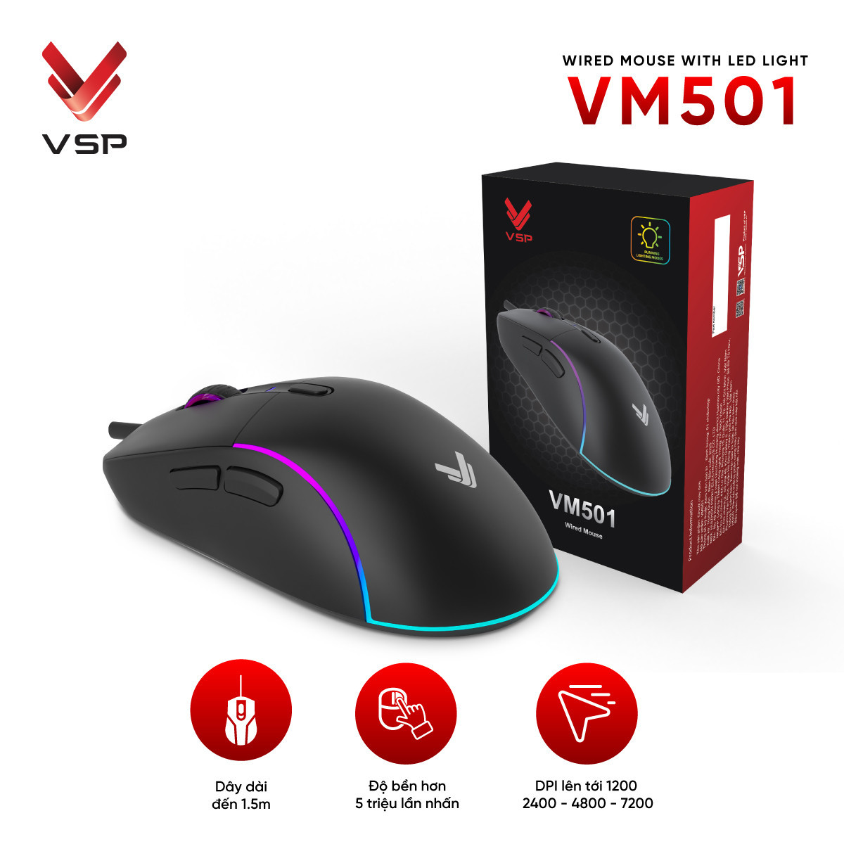 Chuột Máy Tính Có Dây VSP VM501