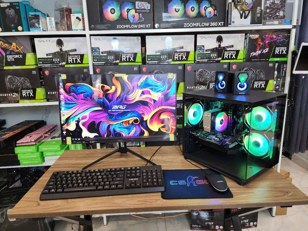 Bộ PC Gaming Đồ họa _ I5-9400F / B365 / 16G/ RX 560 4G / Màn 24" IPS 120Hz - BLACK