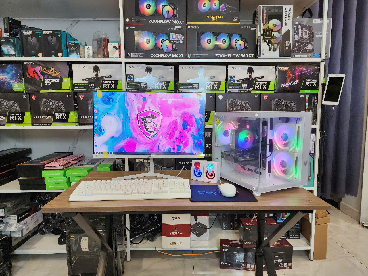 Bộ PC Gaming Đồ họa _ I5-9400F / B365 / 16G/ RX 560 4G / Màn 24" IPS 120Hz - WHITE