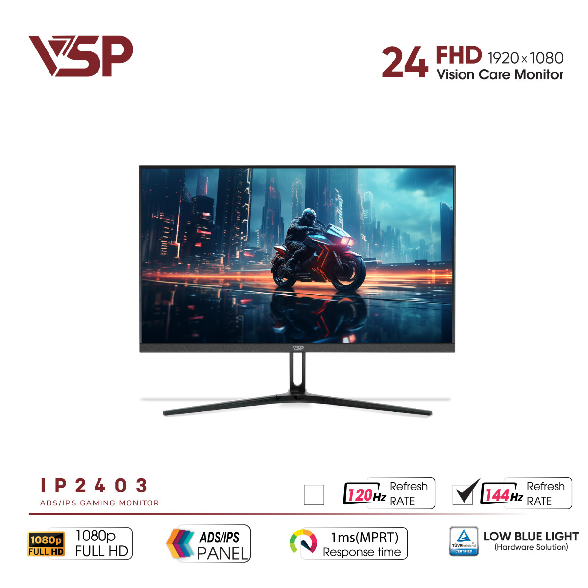 Màn Hình VSP IP2403 - 24inch - FHD / IPS / 144Hz / 1ms