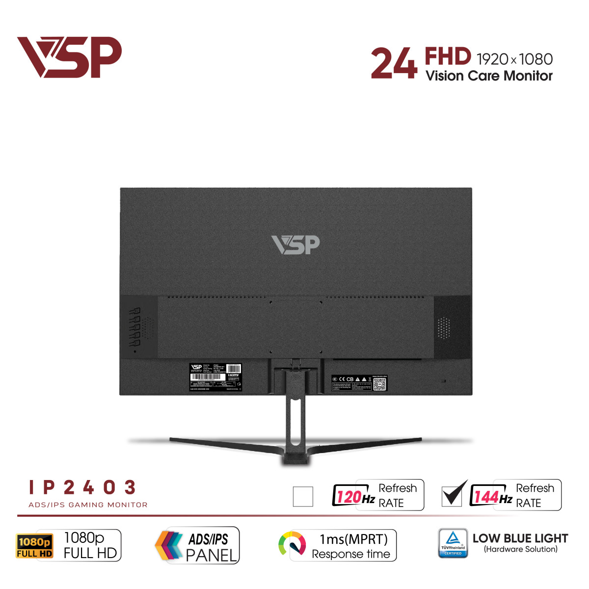 Màn Hình VSP IP2403 - 24inch - FHD / IPS / 144Hz / 1ms
