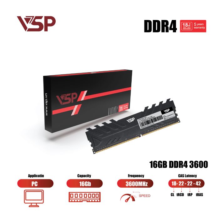 Cặp Ram PC VSP DDR4 16Gb - 3600MHz