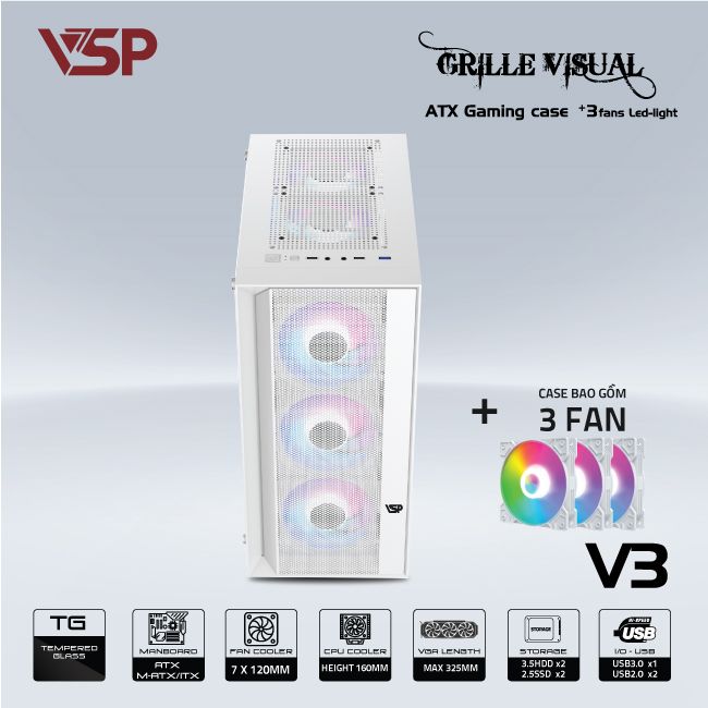 VỎ CASE MÁY TÍNH VSP V3 - TRẮNG