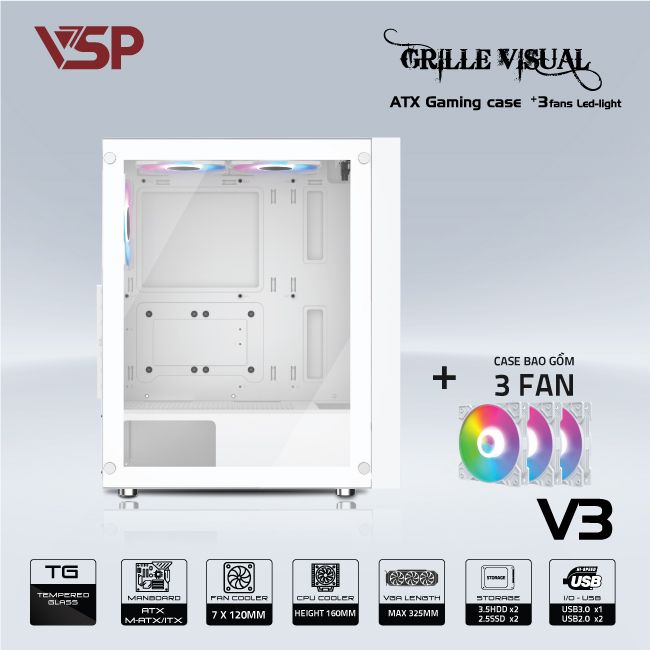 VỎ CASE MÁY TÍNH VSP V3 - TRẮNG