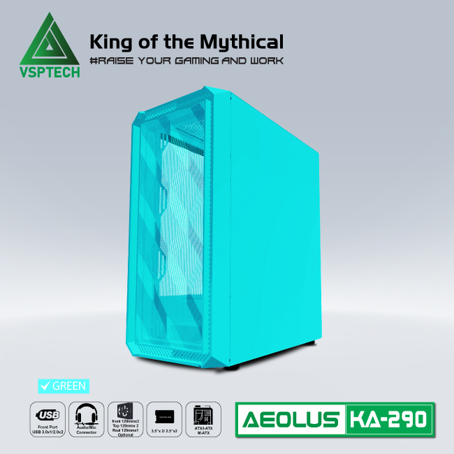 Case Gaming VSPTECH KA290 - PINK/GREEN