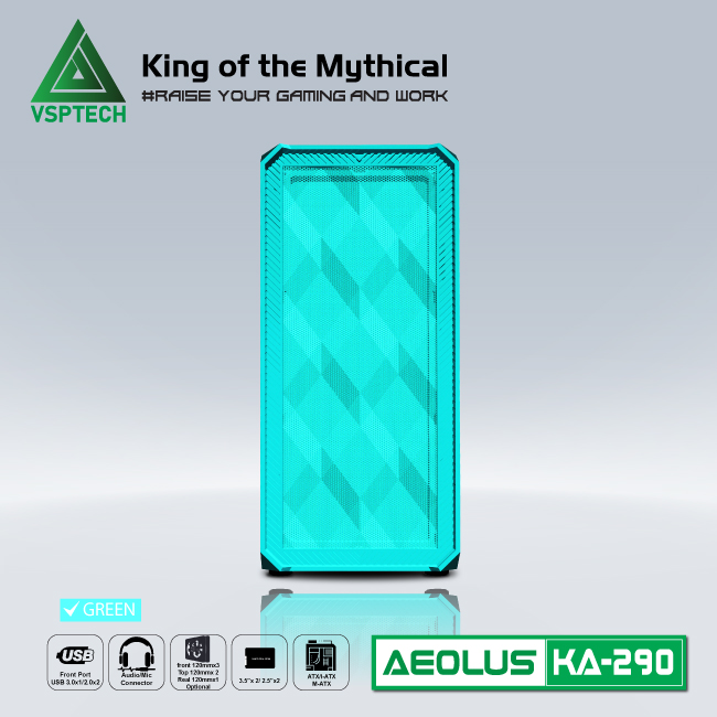 Case Gaming VSPTECH KA290 - PINK/GREEN