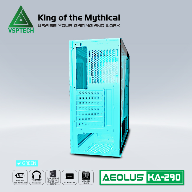 Case Gaming VSPTECH KA290 - PINK/GREEN