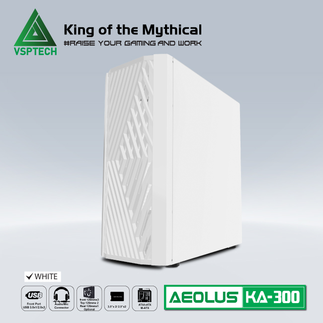Case Gaming VSPTECH KA300 - White/Pink/Green