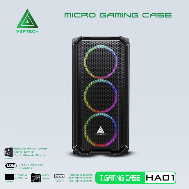 CASE VSPTECH GAMING HA01- Black