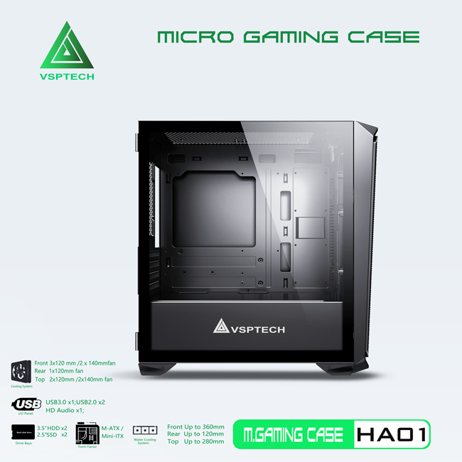 CASE VSPTECH GAMING HA01- Black