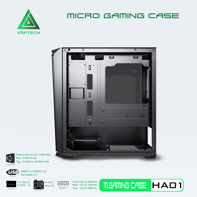 CASE VSPTECH GAMING HA01- Black