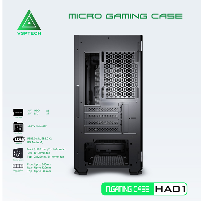 CASE VSPTECH GAMING HA01- Black